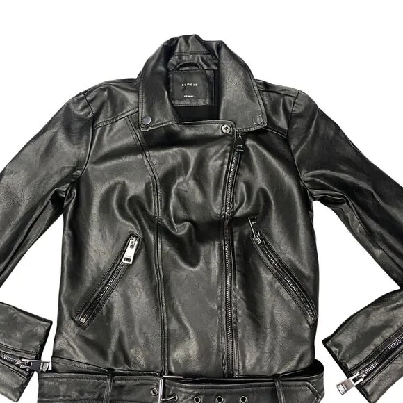 Elodie Nordstrom Womens Size XS Moto Jacket Black Faux Leather - Picture 5 of 16